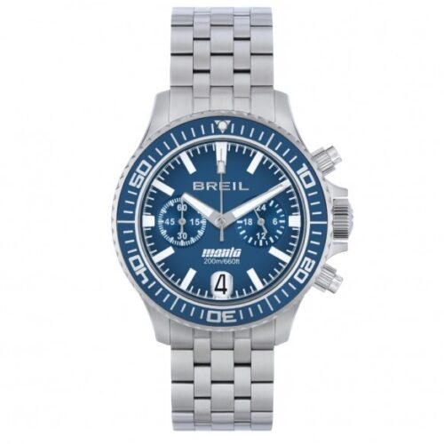 Breil Orologio Uomo Collezione Mate - Quarzo Multifunzione, Cassa E Bracciale In Acciaio, Quadrante Nero, 37mm