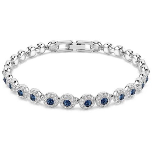Bracciale Swarovski rodiato con cristalli blu e pavé bianco