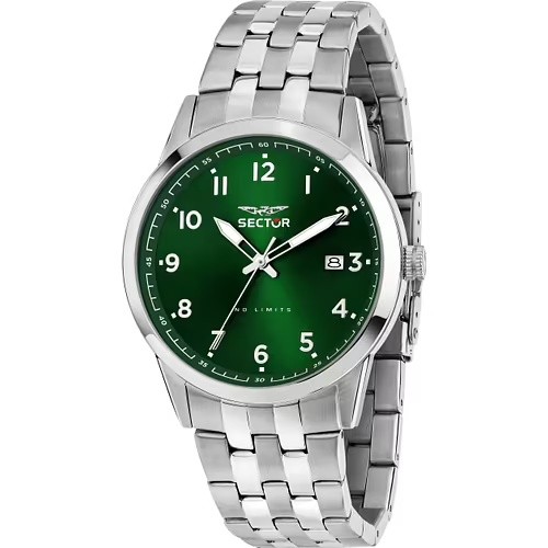 Orologio uomo Sector acciaio quadrante verde datario