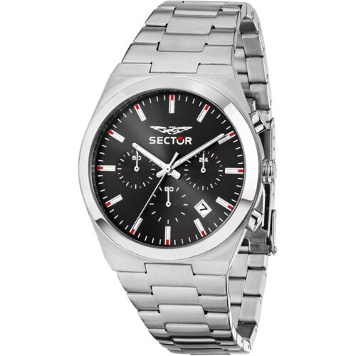 Orologio uomo Sector cronografo acciaio quadrante nero datario WR50M