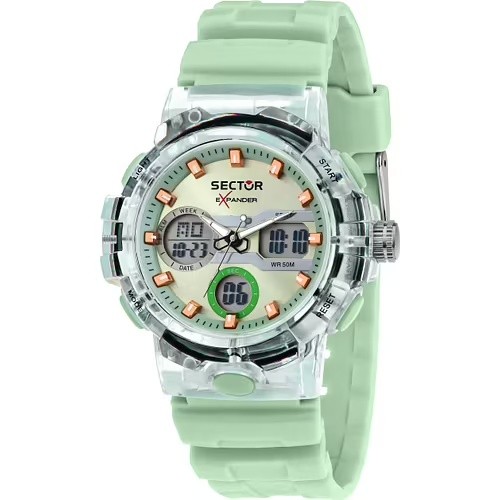 Orologio uomo Sector analogico digitale verde silicone sport