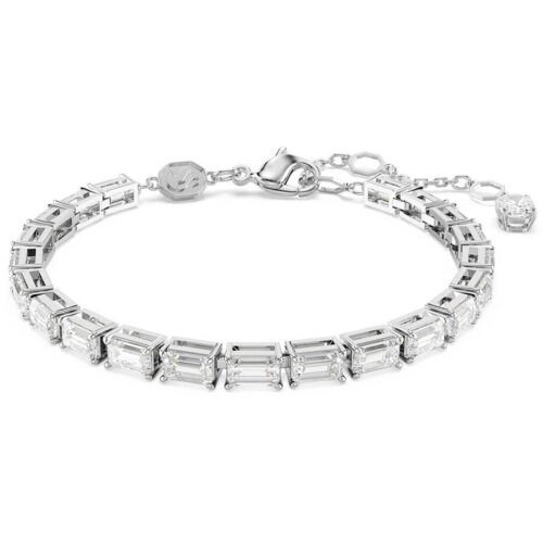 Bracciale Swarovski tennis argento con cristalli bianchi taglio baguette