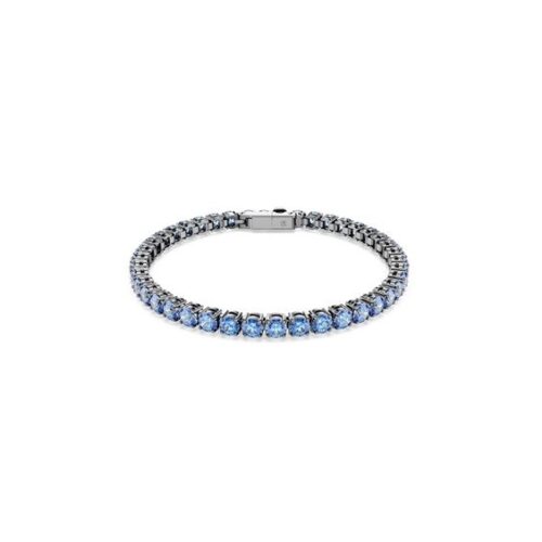Bracciale Swarovski Matrix tennis blu cristalli rodiato scuro chiusura a incastro