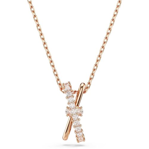Collana Swarovski Croce Rosa Cristalli Bianchi Elegante Donna