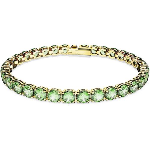Bracciale Swarovski tennis gold cristalli verdi elegante donna