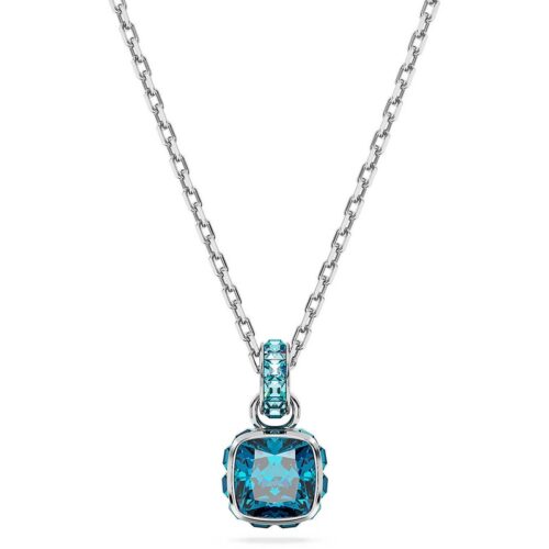 Collana Swarovski Birthstone blu con cristallo taglio quadrato