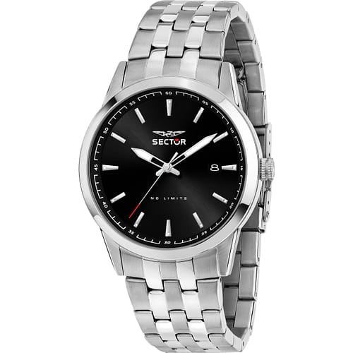 Orologio uomo Sector acciaio quadrante nero datario