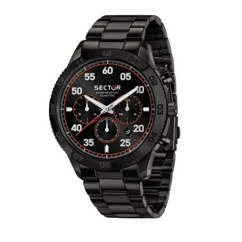 Orologio uomo Sector cronografo acciaio nero quadrante nero arancio WR50M