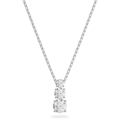 Collana Swarovski Attract Trilogy bianca placcata rodio con cristalli taglio round