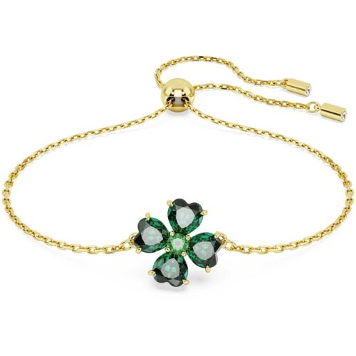 Bracciale Swarovski quadrifoglio verde regolabile gold donna