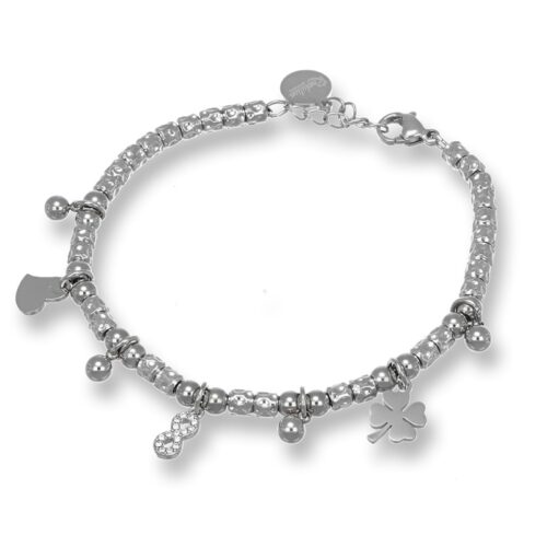 Bracciale Charms Quadrifoglio Acciaio Revolution Gioielli Essenza