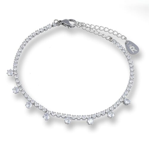 Bracciale Tennis Revolution Gioielli Luxeline Acciaio Cristalli Pendenti