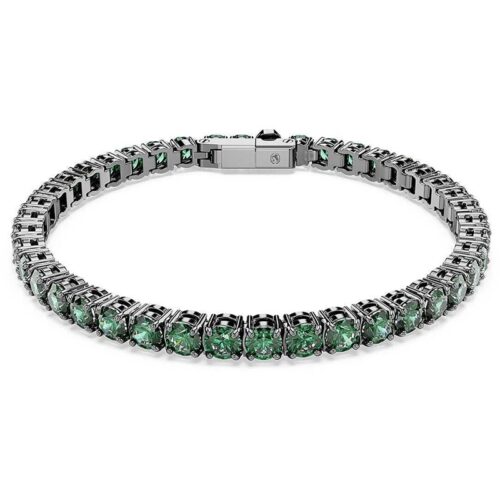 Bracciale Swarovski Matrix tennis verde cristalli placcato rutenio chiusura a incastro