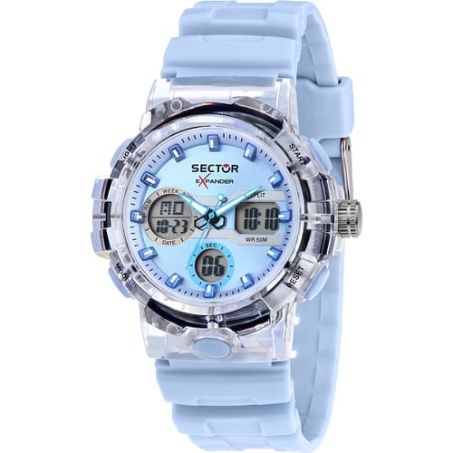 Orologio uomo Sector analogico digitale azzurro silicone sport