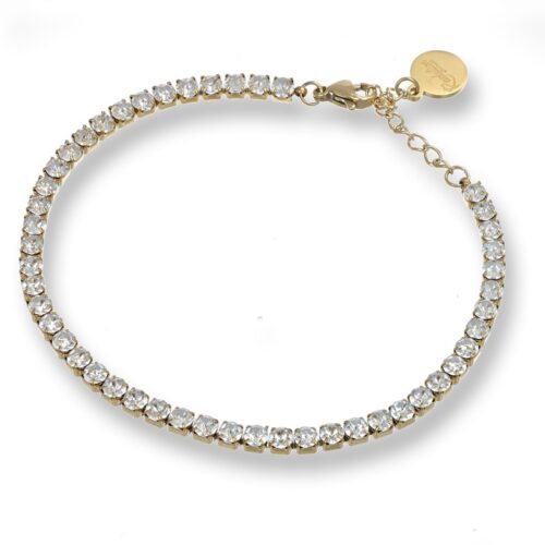 Bracciale Tennis Revolution Gioielli Luxeline Acciaio Dorato