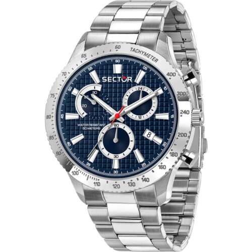 Orologio uomo Sector cronografo acciaio blu tachimetro datario WR50M