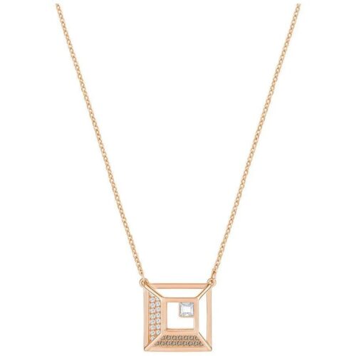 Collana Swarovski Hillock bianca placcata oro rosa con cristallo taglio square