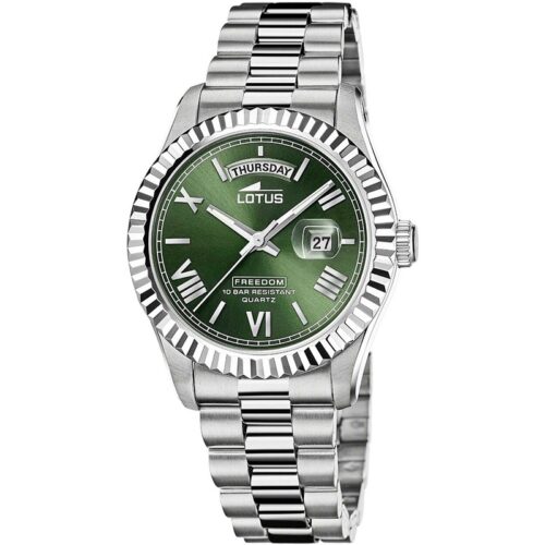 Orologio Uomo Lotus Freedom 18854/3 Acciaio Quadrante Verde Day Date