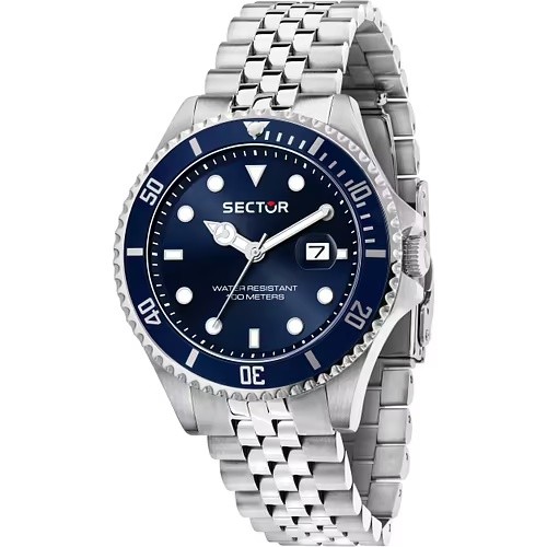 Orologio uomo Sector acciaio quadrante blu ghiera blu 100m
