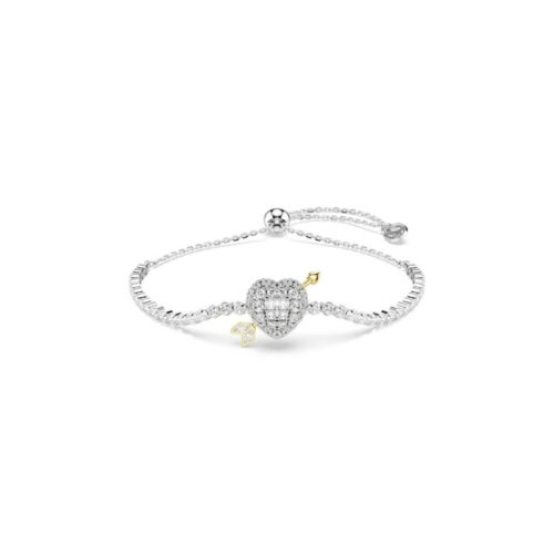 Bracciale Swarovski Idyllia cuore con freccia cristalli bianchi rodiato regolabile