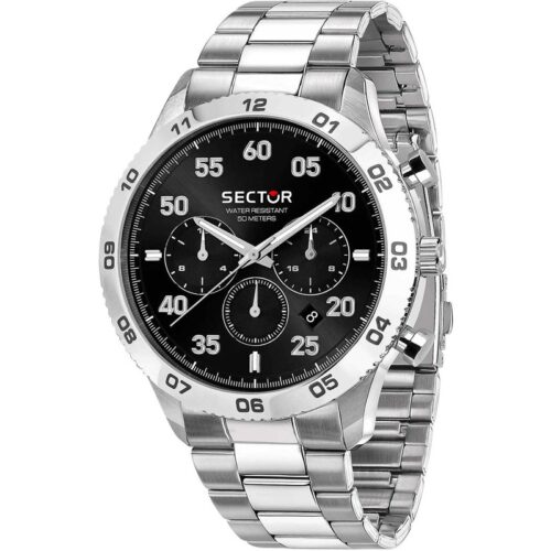 Orologio uomo Sector cronografo acciaio quadrante nero WR50M