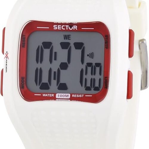 Orologio digitale uomo Sector silicone bianco rosso 100m