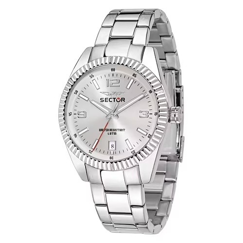 Orologio uomo Sector acciaio ghiera zigrinata datario