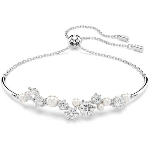 Bracciale Swarovski argento con cristalli e perle regolabile