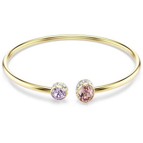 Bracciale Swarovski rigido dorato con cristalli colorati
