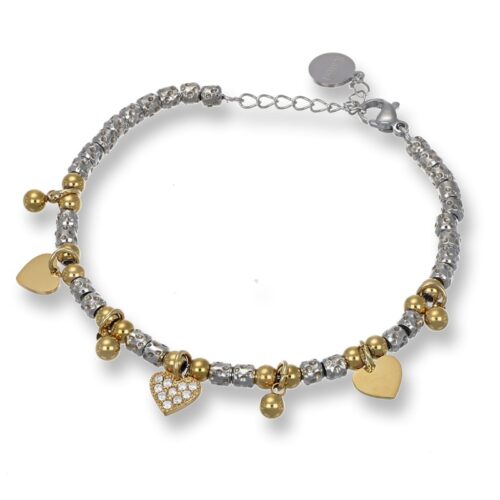 Bracciale Charms Cuore Acciaio Dorato Revolution Gioielli Essenza
