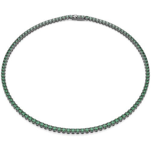 Collana Swarovski Tennis Verde Cristalli Placcata Rodio
