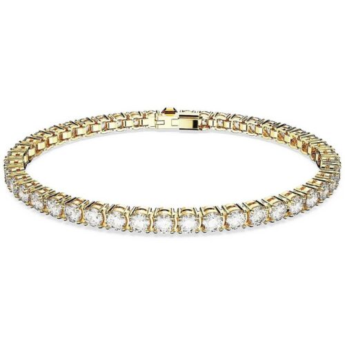 Bracciale Swarovski tennis gold cristalli bianchi elegante donna