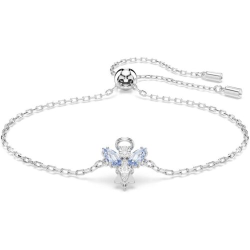 Bracciale Swarovski regolabile con angelo e cristalli azzurri