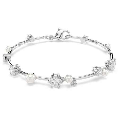 Bracciale Swarovski argento con cristalli bianchi e perle elegante