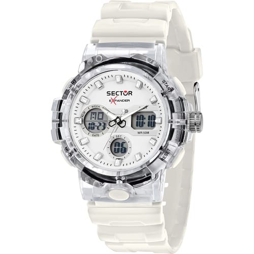 Orologio uomo Sector analogico digitale bianco silicone sport