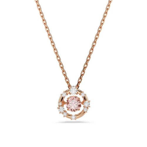 Collana Swarovski Cerchio Cristalli Rosa Placcata Oro Rosa