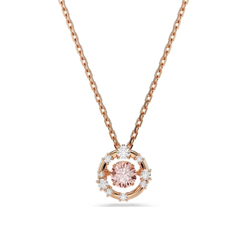 Collana Swarovski Cerchio Cristalli Rosa Placcata Oro Rosa