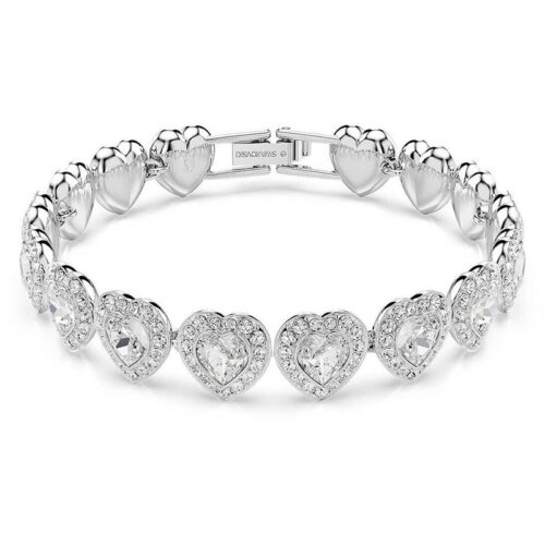 Bracciale Swarovski argento cuori con cristalli bianchi pavé