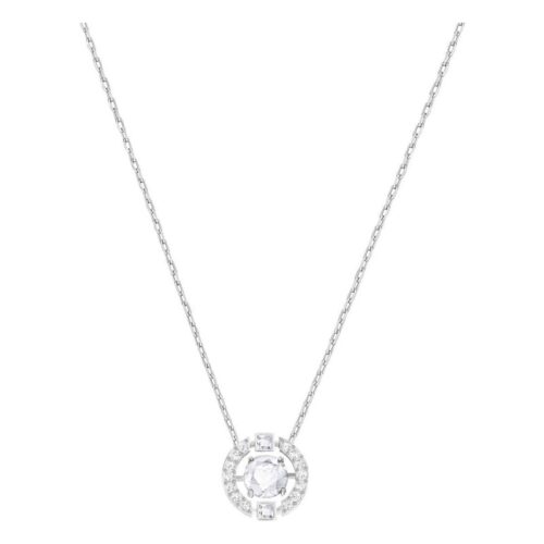 Collana Swarovski Una bianca placcata rodio con cristallo dancing taglio round