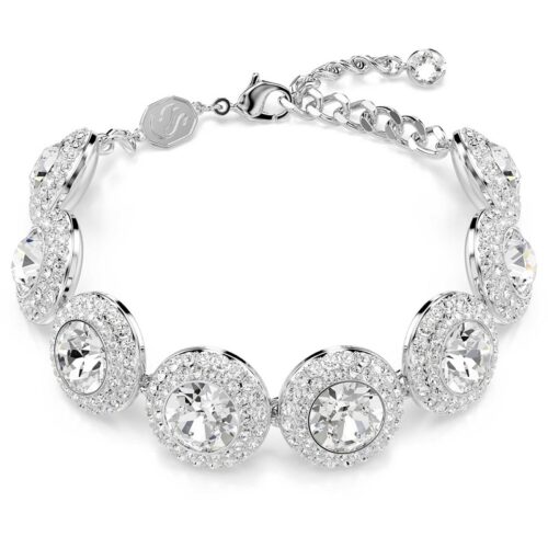 Bracciale Swarovski rigido rodiato con cristalli bianchi luminosi