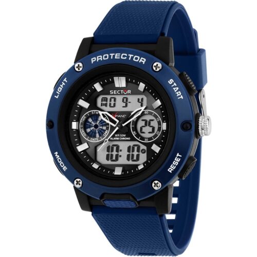 Orologio uomo Sector EX-44 analogico digitale blu silicone 50m