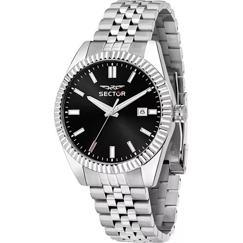 Orologio uomo Sector acciaio quadrante nero elegante