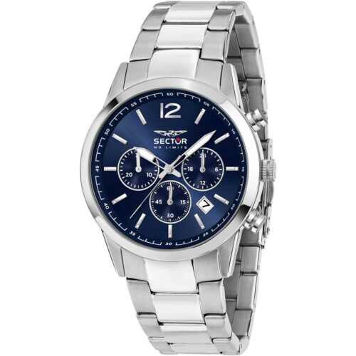Orologio uomo Sector cronografo acciaio quadrante blu datario WR50M