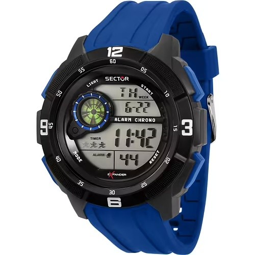 Orologio uomo Sector EX-04 digitale nero blu silicone 50m