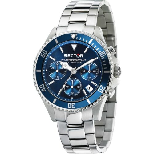 Orologio uomo Sector cronografo acciaio blu diver datario WR100M