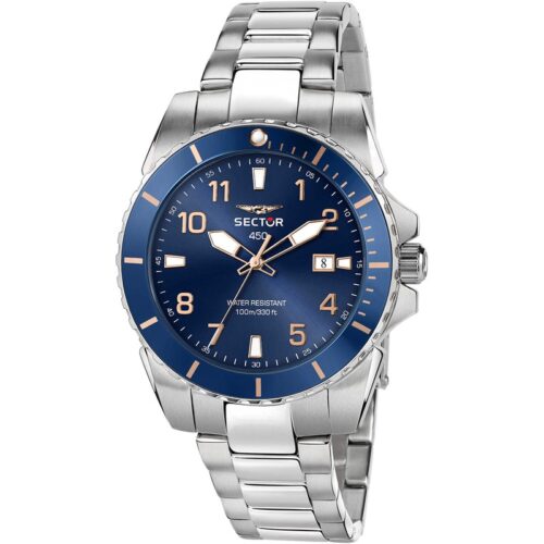 Orologio uomo Sector acciaio quadrante blu 100 metri