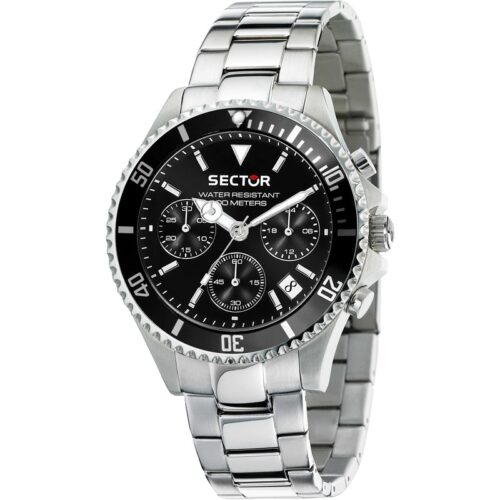 Orologio uomo Sector cronografo acciaio nero diver datario WR100M