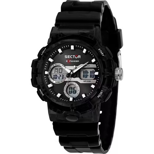 Orologio uomo Sector analogico digitale nero silicone sport