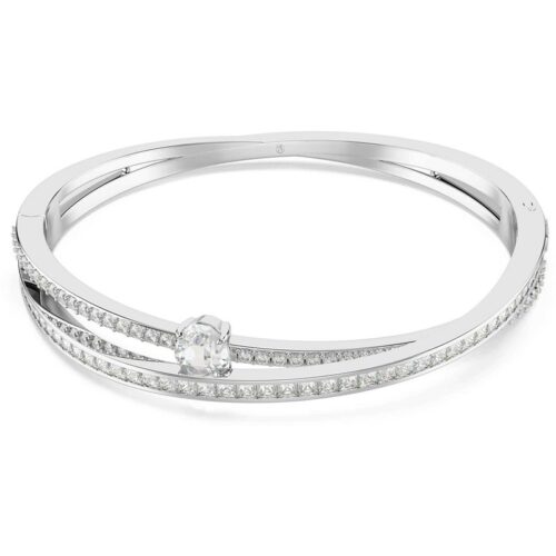 Bracciale Swarovski rigido argento con cristalli e pietra centrale