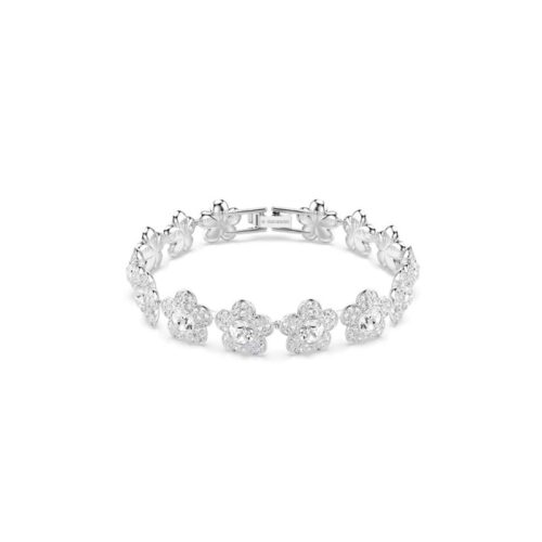 Bracciale Swarovski Ariana Grande fiori bianchi cristalli pavรฉ rodiato chiusura a incastro